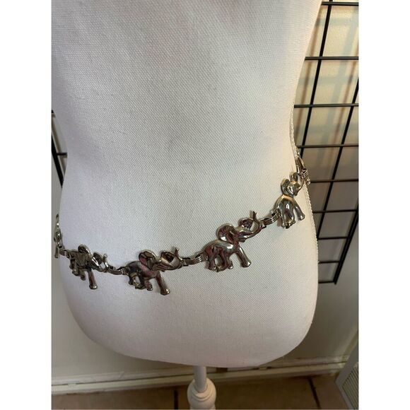 Vintage Chain Elephant Belt Silver Tone Adjustable up to 40” - Picture 4 of 8